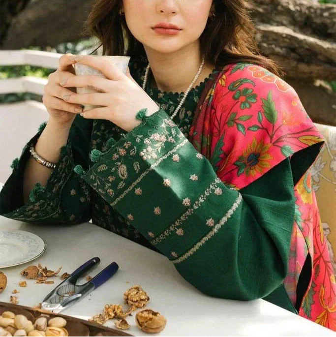 Grace Z(S1154)- Stitched Embroidered 3pc Lawn Dress With Printed Munar Dupatta.
