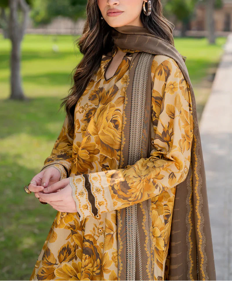 Grace W577-Printed 3pc karandi Dress With Printed karandi Shawl
