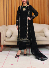 COLD BLACK– Embroidered Chiffon Unstitched 3Pc Suit.