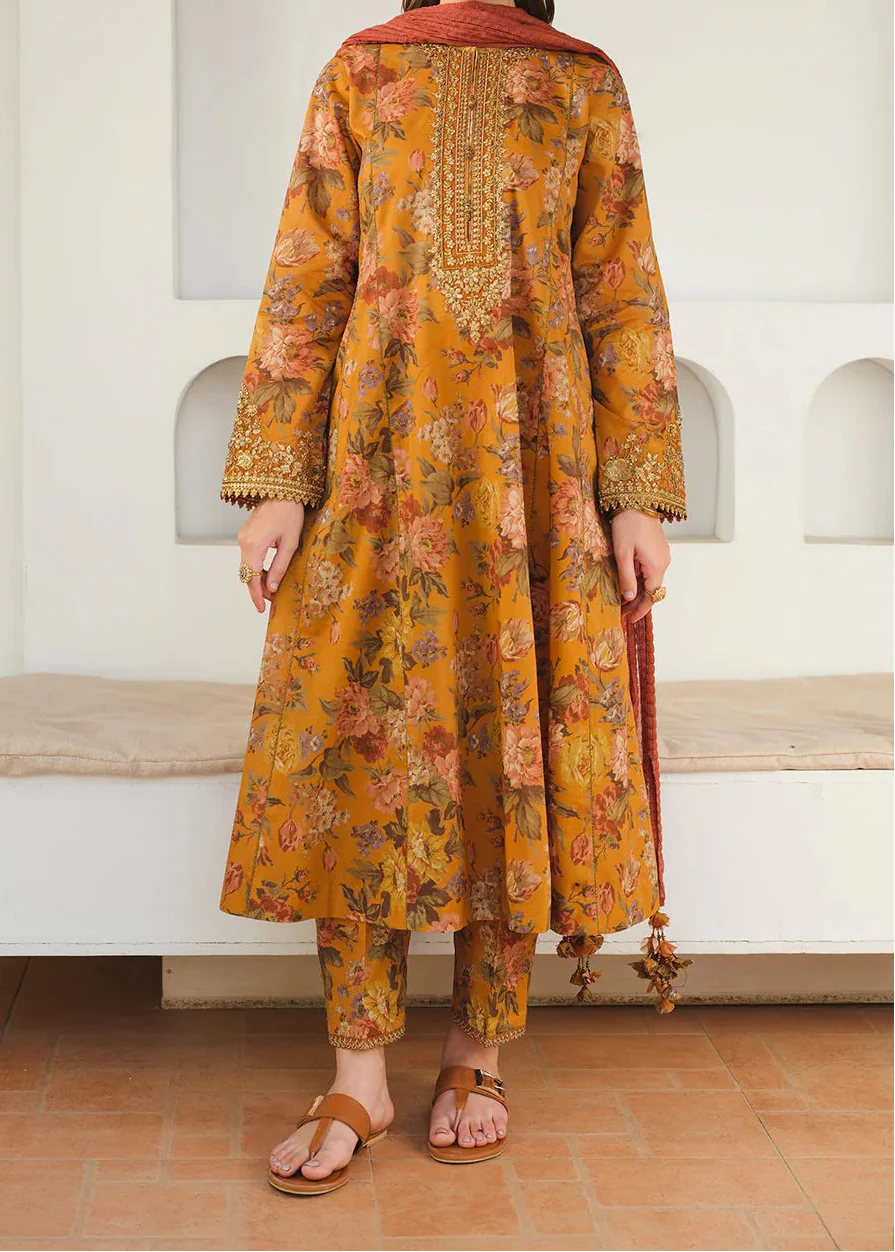 Grace W805 - Digital Printed 3pc Karandi Dress With Digital Printed Karandi Shawl.