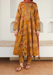 Grace W805 - Digital Printed 3pc Karandi Dress With Digital Printed Karandi Shawl.