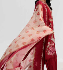 Grace Z-(S1253) - Stitched Embroidered 3pc Lawn Dress With Printed Munar Dupatta.