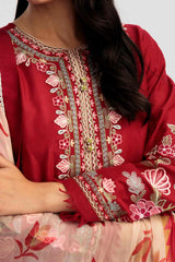 Grace S1253-Embroidered 3pc Lawn Dress With Printed Munar Dupatta.