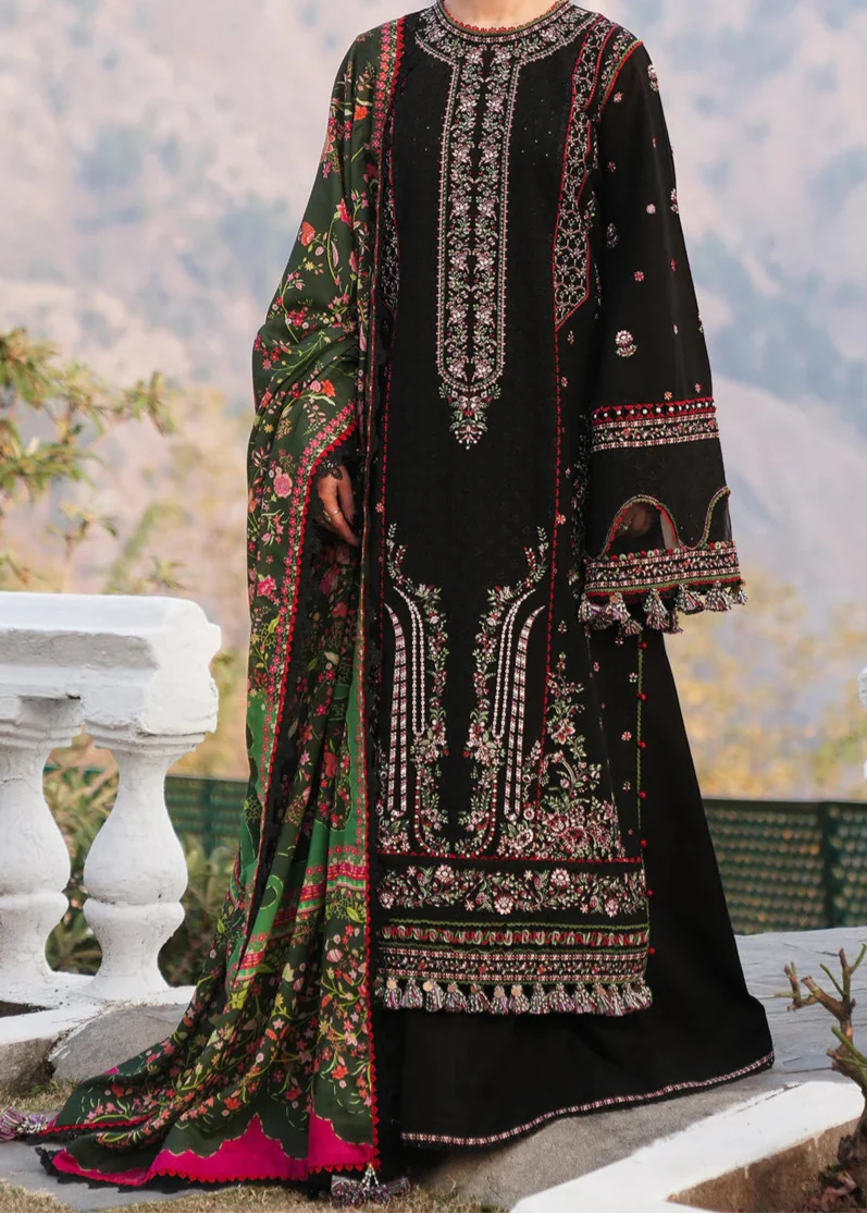 Grace W717-Embroidered CHIKANKARI 3pc Marina Dress With Printed Shawl