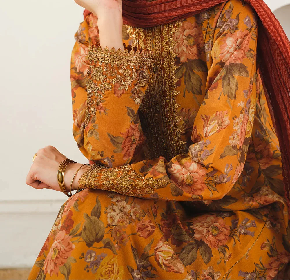 Grace W805 - Digital Printed 3pc Karandi Dress With Digital Printed Karandi Shawl.
