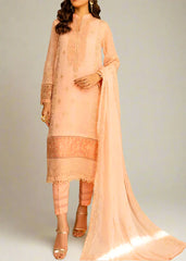 PEACH DELIGHT– Embroidered Chiffon Unstitched 3Pc Suit.