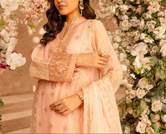 PEACH DELIGHT– Embroidered Chiffon Unstitched 3Pc Suit.