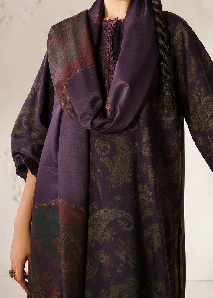 Grace W840 - Digital Printed 3pc Karandi Dress With Digital Printed Karandi Shawl.