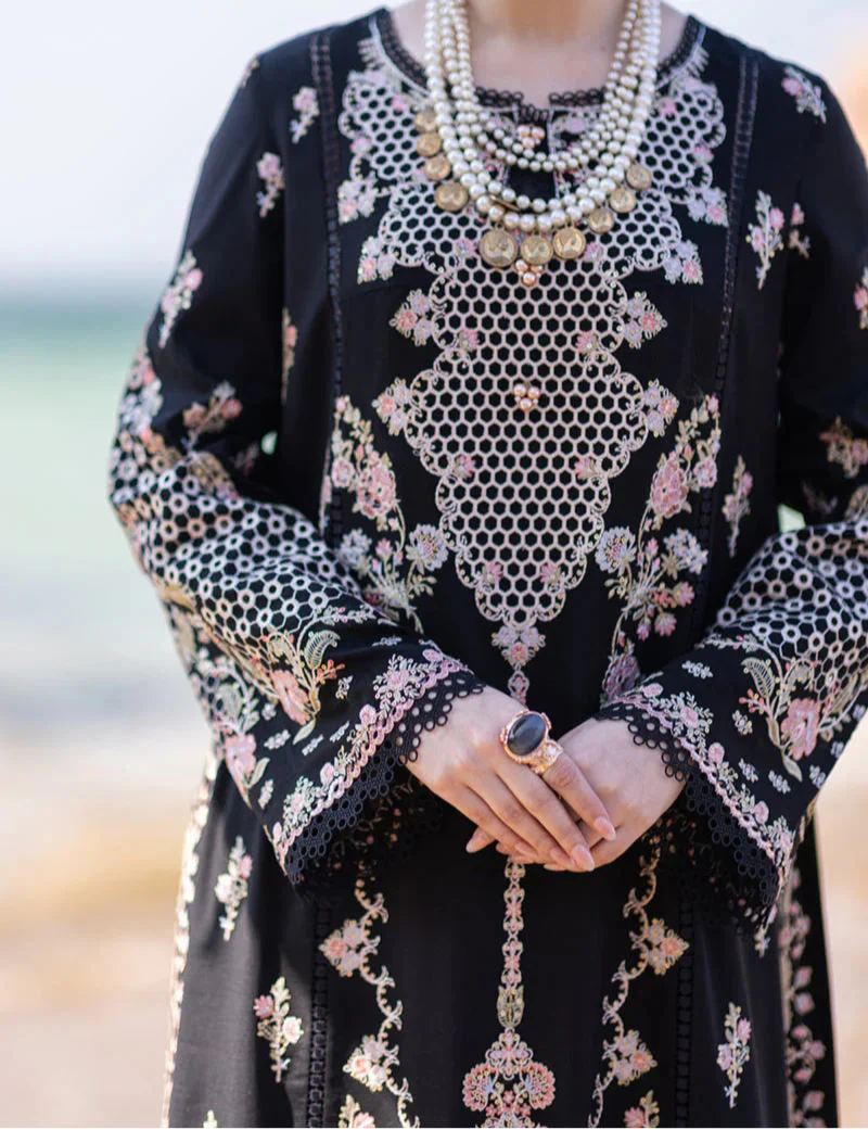 Grace Z-(S1233) - Stitched Embroidered 3pc Lawn Dress With Embroidered Munar Dupatta.