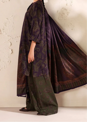 Grace W840 - Digital Printed 3pc Karandi Dress With Digital Printed Karandi Shawl.