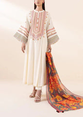Grace Z-(W556) - Stitched Embroidered 3pc marina dress with Printed shawl.