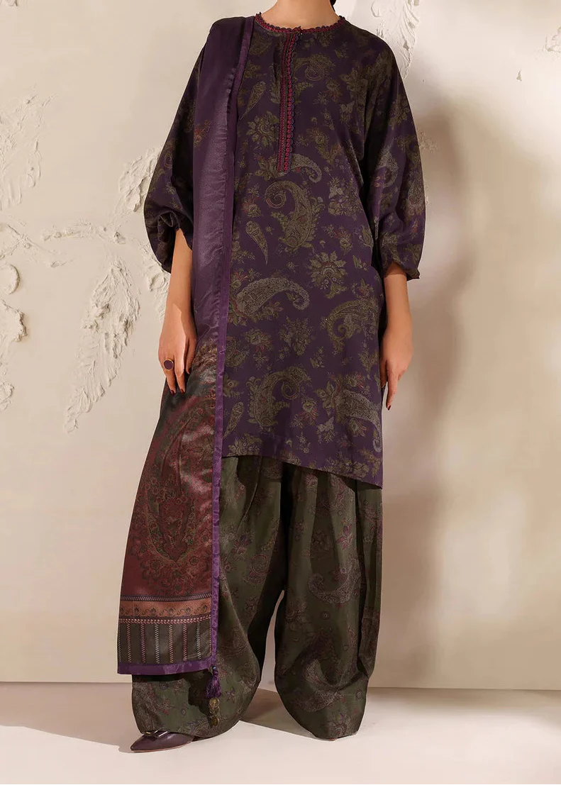Grace W840 - Digital Printed 3pc Karandi Dress With Digital Printed Karandi Shawl.