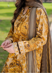 Grace W806 - Digital Printed 3pc Karandi Dress With Digital Printed Karandi Shawl.