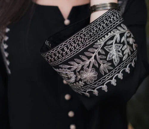 Grace Z-(W679) - Stitched Embroidered 2pc Linen dress