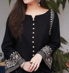 Grace W679- Embroidered 2pc Linen dress