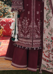 Grace Z-(W691) - Stitched Embroidered 3pc Marina Dress With Printed Shawl