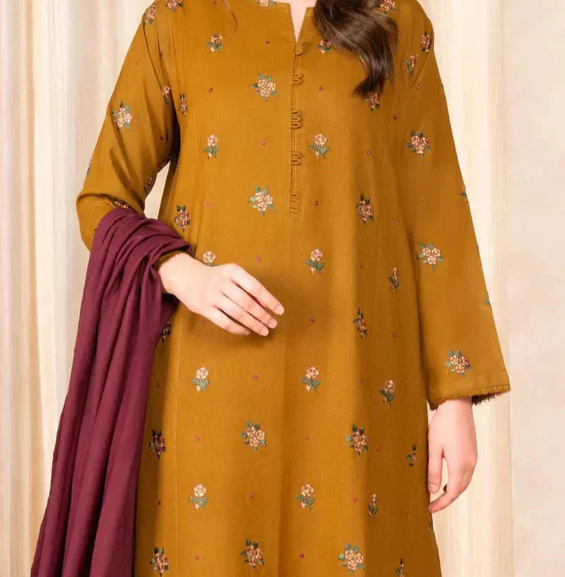 Grace Z-(S1282) - Stitched Embroidered 3pc Lawn Dress With Printed Munar Dupatta