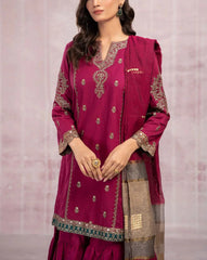 Grace Z-(S841)- Stitched Embroidered 3PC Dress Lawn with Printed Munar Dupatta.