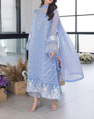 Grace S763-Embroidered 3pc organza dress with Embroidered organza duppata.