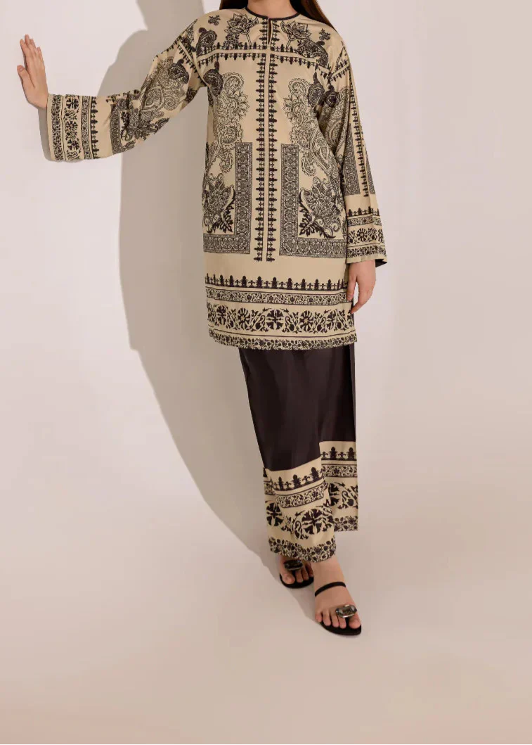 Grace Z-(W725 ) - Stitched Digital Printed 3pc Silk dress With Digital Printed Silk dupatta.