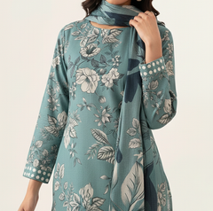 Grace W808 - Digital Printed 3pc Karandi Dress With Digital Printed Karandi Shawl.