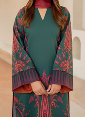 Grace W811 - Digital Printed 3pc Karandi Dress With Digital Printed Karandi Shawl.