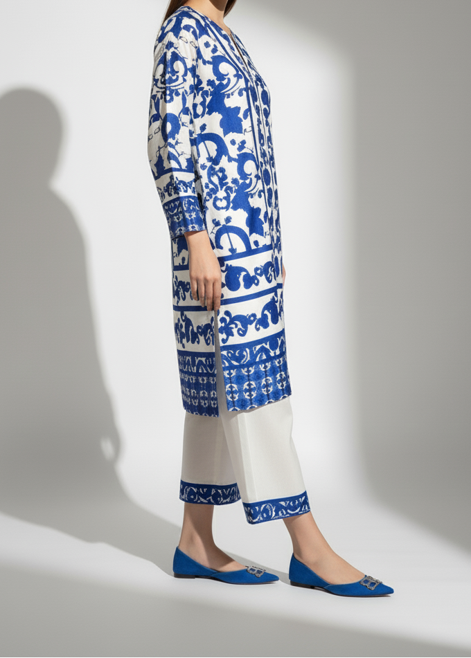 Grace W698 - Digital Printed 3pc Silk dress With Digital Printed Silk dupatta.