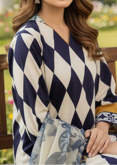 Grace W280- Printed 3pc soft crepe  dress With Printed organza dupatta.