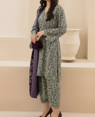 Grace W816 - Digital Printed 3pc Karandi Dress With Digital Printed Karandi Shawl.
