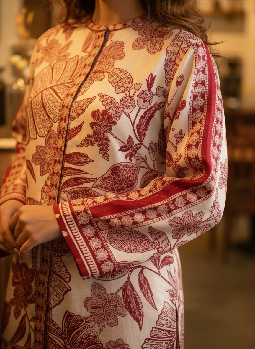 Grace W699 - Digital Printed 3pc Silk dress With Digital Printed Silk dupatta.