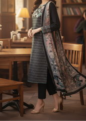 Grace W537-Embroidered 3pc khaddar dress With Printed shawl.