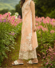 Grace Z-(S1238) - Stitched Embroidered 3pc CHIKANKARI Lawn Dress With Printed Munar Dupatta.