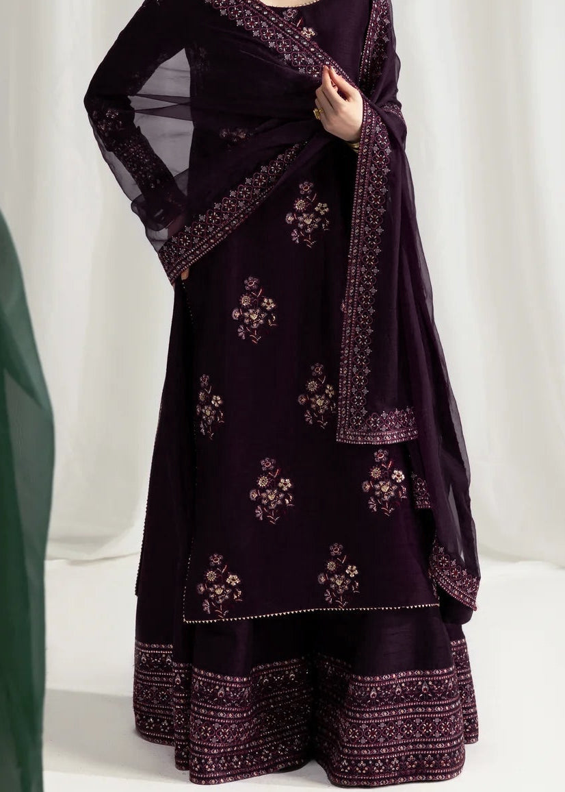 Grace W774 - Embroidered Sequence 3pc Marina Dress With Embroidered Sequence Chiffon Dupatta.