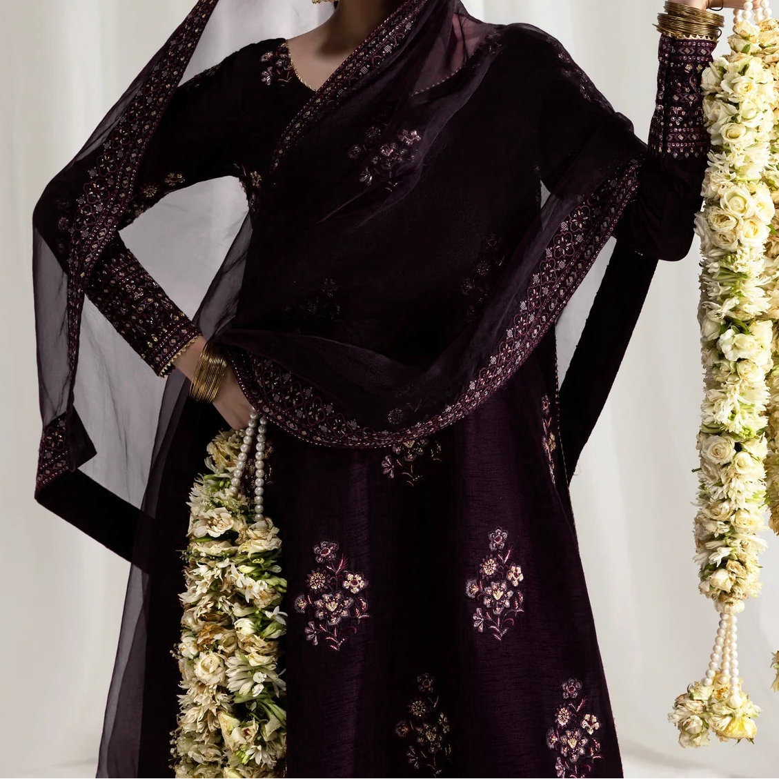 Grace W774 - Embroidered Sequence 3pc Marina Dress With Embroidered Sequence Chiffon Dupatta.