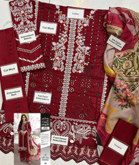 Grace S671 -Shifli Embroidered 3pc lawn dress with Digital Printed silk dupatta.