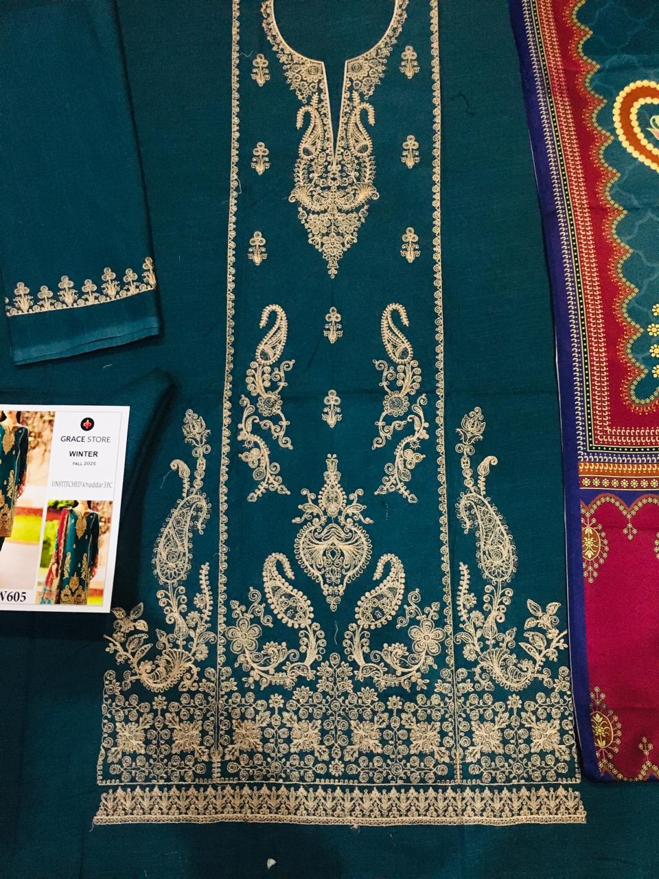 Grace W669-Embroidered 2pc khaddar Dress