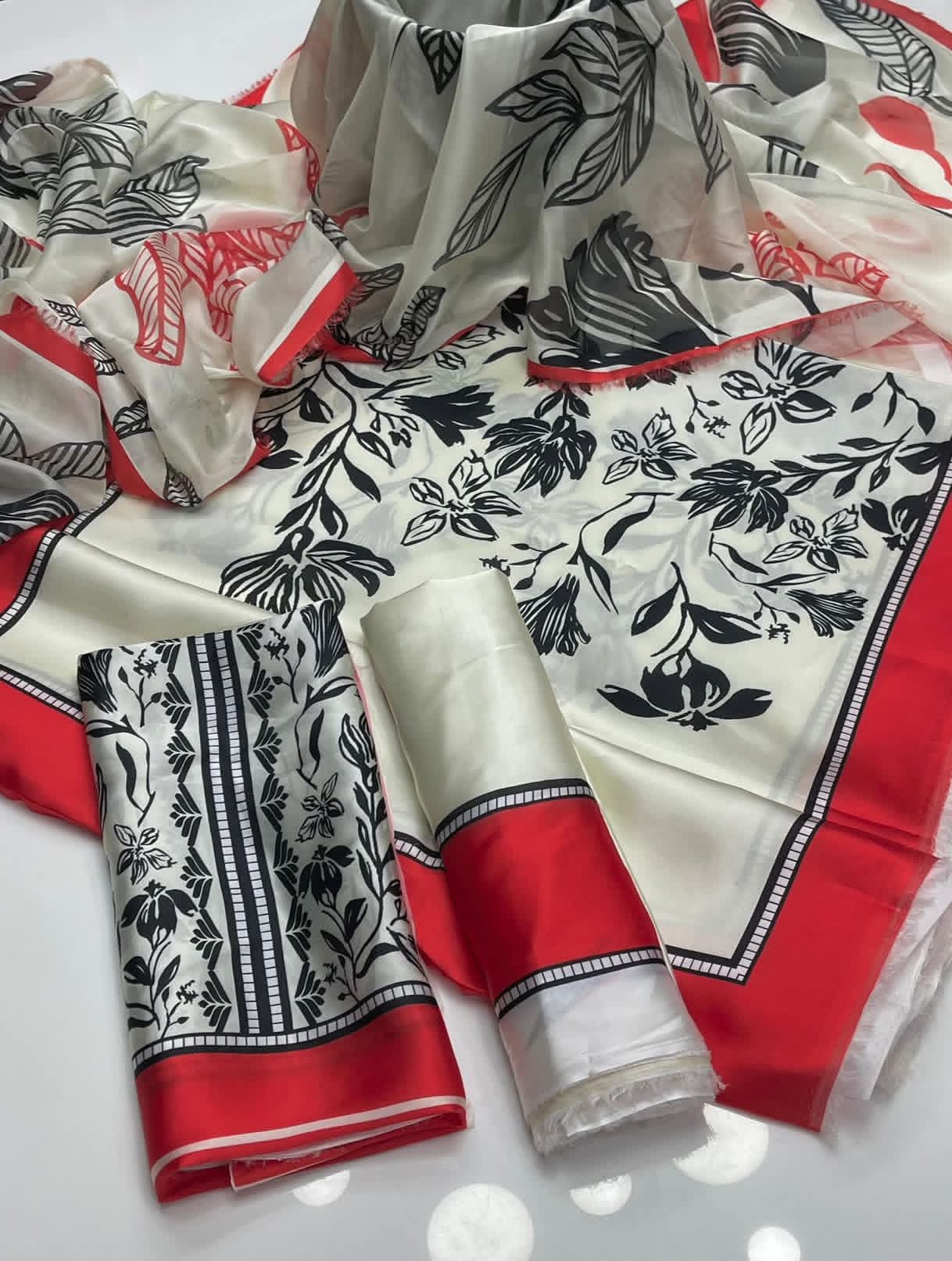 Grace W700 - Digital Printed 3pc Silk dress With Digital Printed Silk  Dupatta.