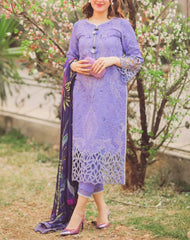 Grace Z102- Stitched Embroidered 3pc lawn dress with Digital printed munaar dupatta