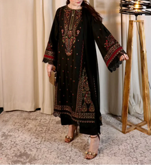 Grace Z(S1228)- Stitched Embroidered 3pc Lawn Dress With Embroidered Chiffon Dupatta.