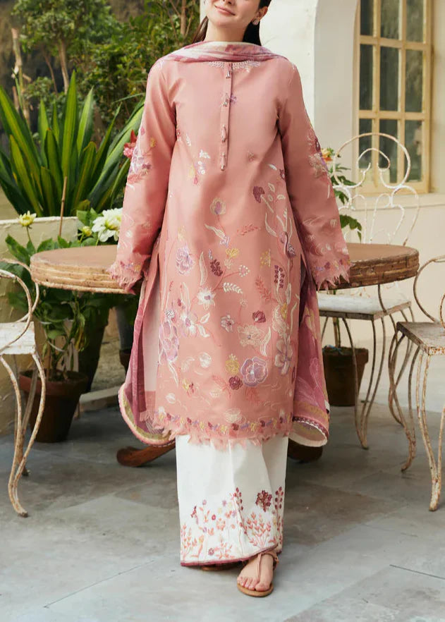 Grace Z(S1221)- Stitched Embroidered 3pc Lawn Dress With Printed Munar Dupatta.