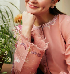 Grace Z(S1221)- Stitched Embroidered 3pc Lawn Dress With Printed Munar Dupatta.