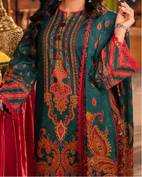 Grace W882 - Digital Printed 3pc Karandi Dress With Digital Printed Karandi Shawl.