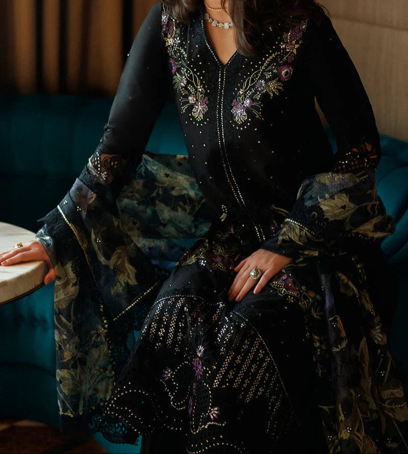 Grace Z-(S1251) - Stitched Embroidered Sequence 3pc CUTWORK Lawn Dress With Printed Munar Dupatta.