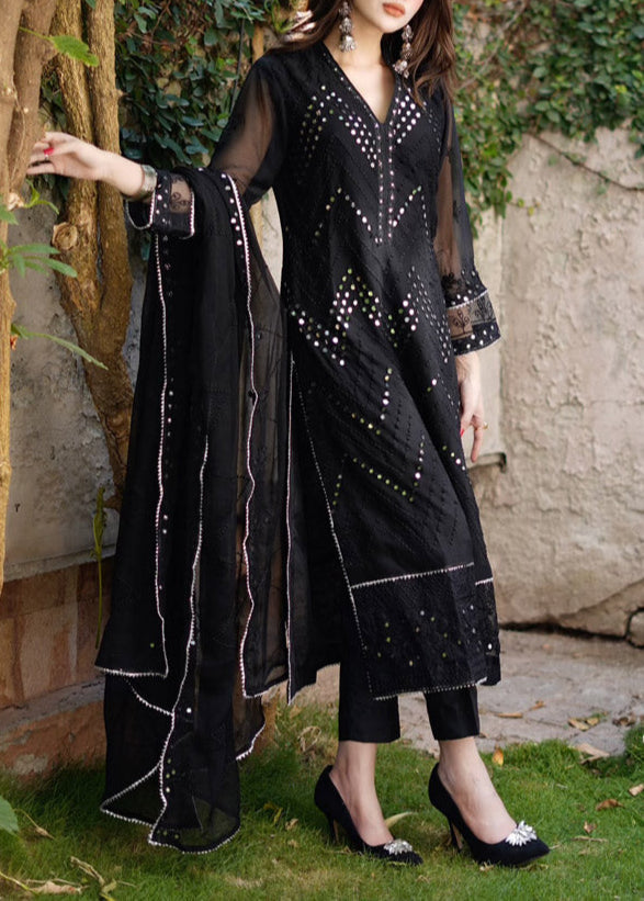 Siyaah – Embroidered Chiffon Unstitched 3Pc Suit