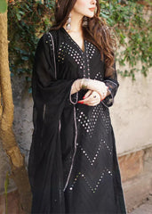 Grace Z-(Siyaah) -Stitched Embroidered chiffon 3Pc Suit