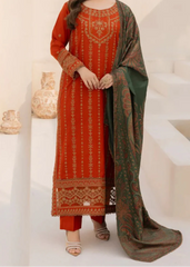 Grace W788-Embroidered 3pc Marina Dress With Printed Shawl.