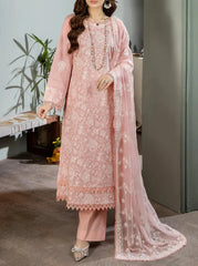 Grace Z(S729)- Stitched Embroidered 3pc Lawn dress with Embroidered chiffon dupatta.