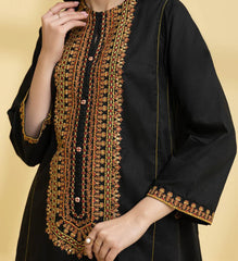 Grace Z-(W743) - Stitched Embroidered 3pc Marina Dress With Printed Shawl.