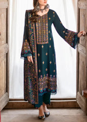 Grace Z-(W531)- Stitched Embroidered 3pc marina dress with Embroidered Marina shawl.