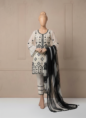 Grace S428-Embroidered 3pc organza dress with organza embroidered duppata.